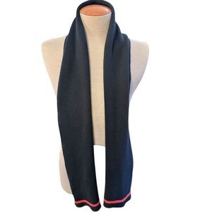 Old Navy Scarf 100% Cotton Knit Black Red Stripe Winter Unisex
